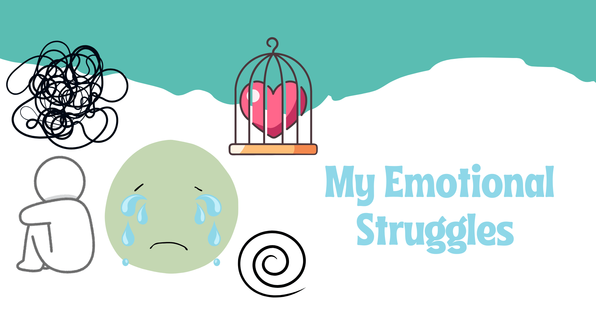 Sad face and muddled emotions symbolizing emotional struggles and a person feeling down.