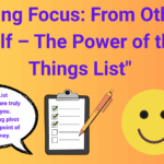 Resetting focus from others to yourself with a “My Things List” – illustrated with a checklist, smiley face, and motivational text.