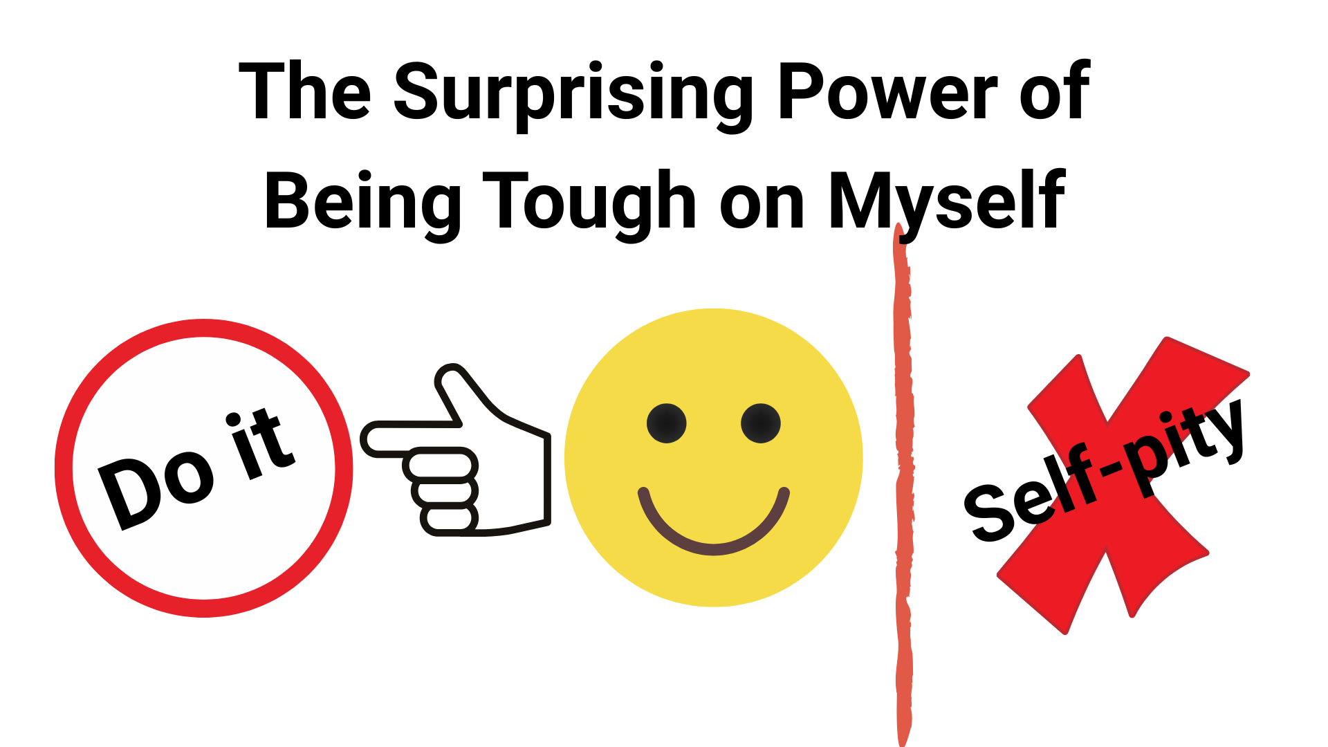 Smiling icon symbolizing strength, self-discipline, and the decision to take action over self-pity.